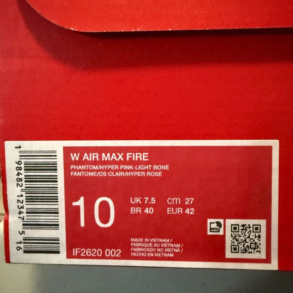 Nike Air Max Fire Phantom Hyper Pink Bone Women Running Shoes IF2620-002 Size 10